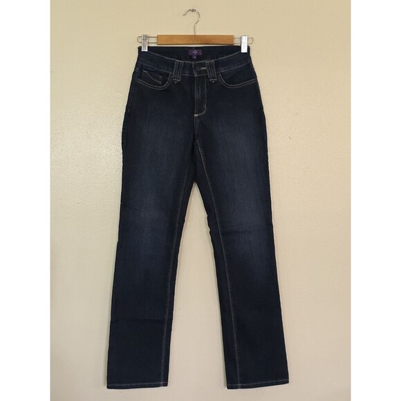 NYDJ Straight Leg Jeans Womens Size 2 Dark Denim Mid Rise - Picture 1 of 12